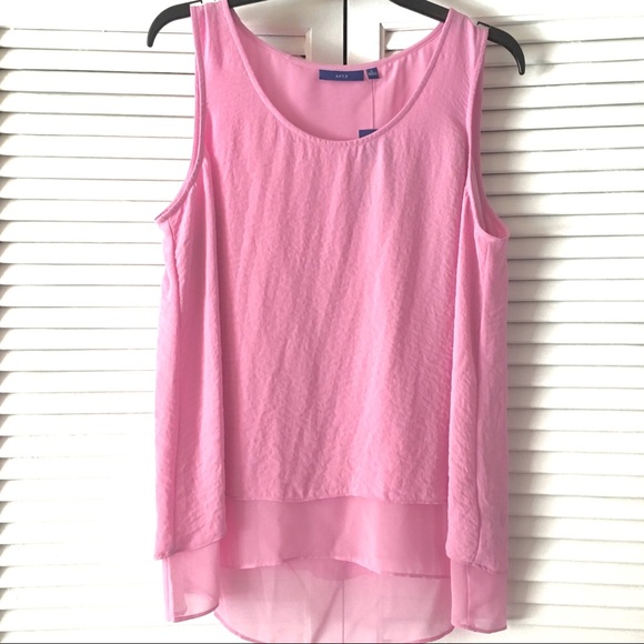 Tops - LAST ONE! w/TAG Layered CHIFFON TANK Pink